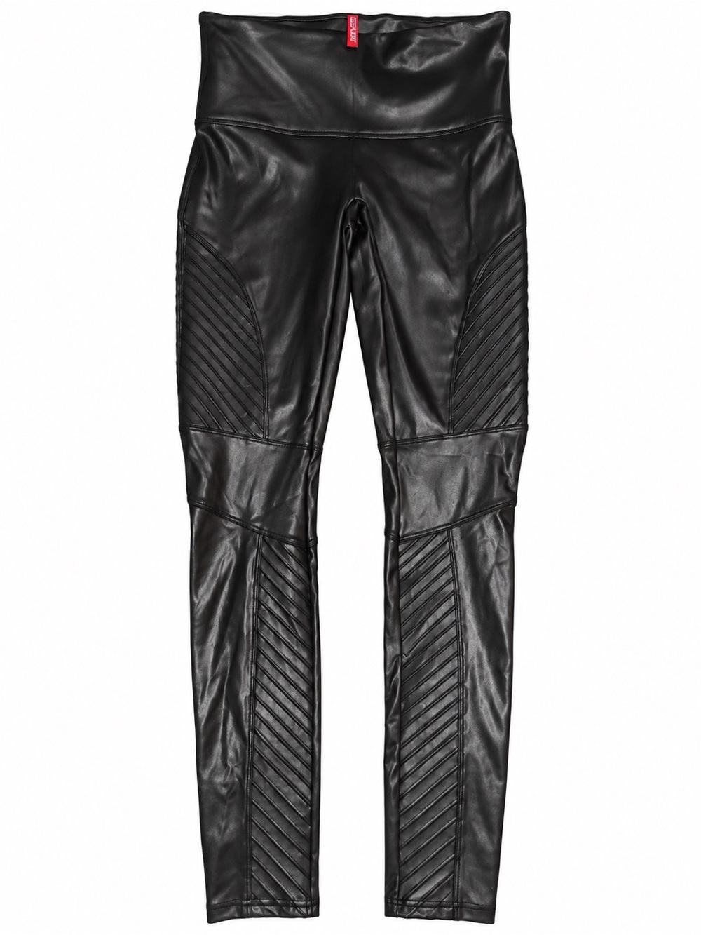 SPANX Black Faux Leather Moto-Style Leggings